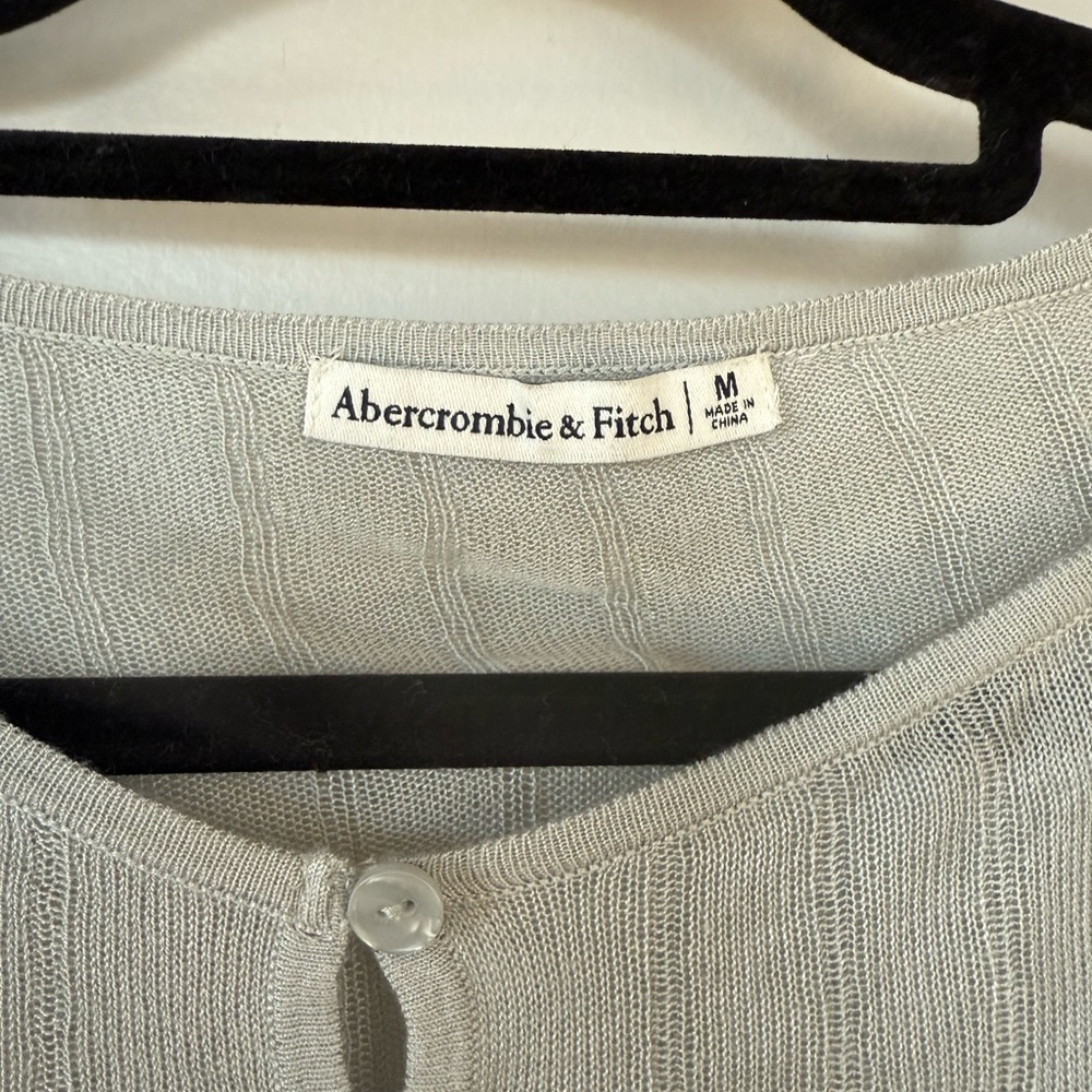 Blue/Gray Ribbed Button-Up Knit Top - Picture 2 of 3